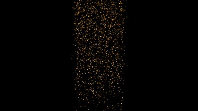 Animation of golden rising bubbles, champagne bubbles simulation