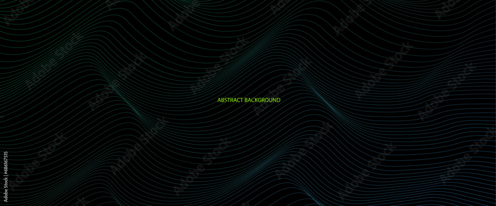 Aufkleber Vector wave lines pattern smooth curve flowing dynamic light isolated on black background,	