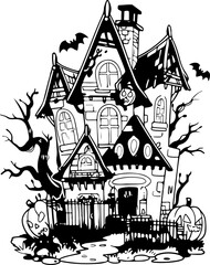 Halloween Ghost Castle Black Vector