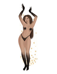 woman contour astrology, goddess of female power. zodiac signs, tarot cards, fortune-telling and predictions, forecast