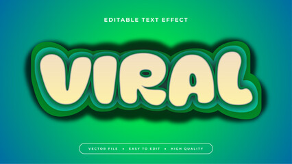 Editable text effect. Beige viral text on gradient green background.