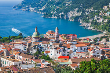 Naklejka na ściany i meble Vietri Sul Mare, Italy town skyline on the Amalfi