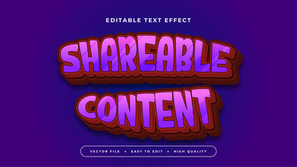 Editable text effect. Gradient purple shareable content text on purple background.