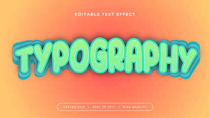 Editable text effect. Green typography text on orange background.