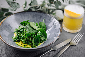 healthy and tasty diet salad with cocktail