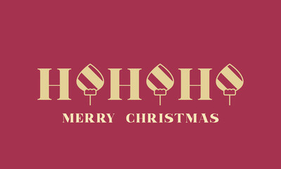 Lettering Merry Christmas and hohoho. Merry Christmas greeting card