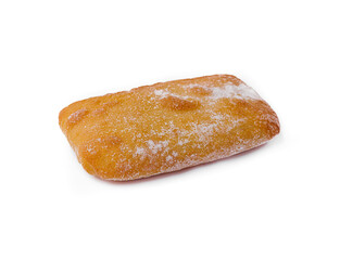 Fresh ciabatta bread on a white background