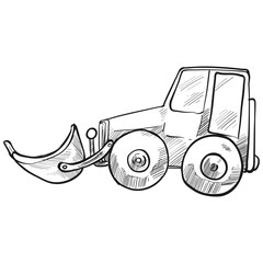 heavy equipment construction loader handdrawn