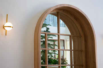 Interior of stylish white and green room