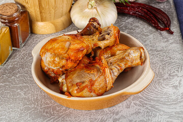 Raw marinated chicken drumstick for cooking