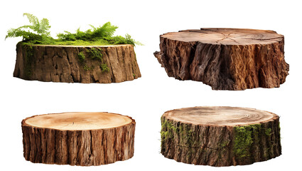 Set of tree stumps, cut out - obrazy, fototapety, plakaty