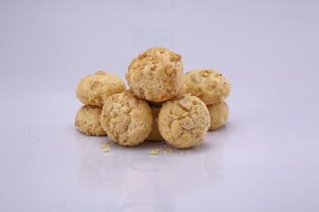 Oat cookies with cashews and raisin in a traditional metal box. High Resolution