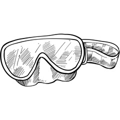 diving snorkel mask handdrawn illustration