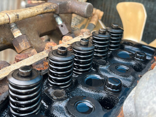 Obraz na płótnie Canvas car engine parts, close up view