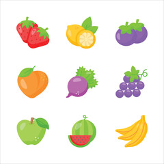 Fruit and vegetable icons set in modern style, ready to use vector