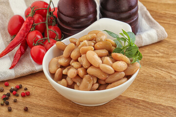 Whinte canned kidney beans in the bowl