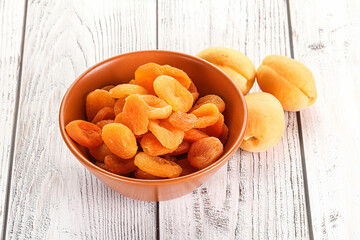 Dried apricot heap in the bowl