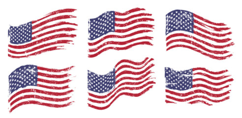 Flags US colorful set emblems