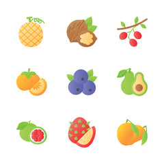 Grab this beautifully designed fruit and vegetable icons set, ready for premium use