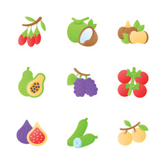 Well designed fruits and vegetables vectors set, healthy and organic food