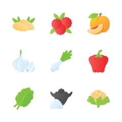 Get your hold on this amazing fruit and vegetable vectors set