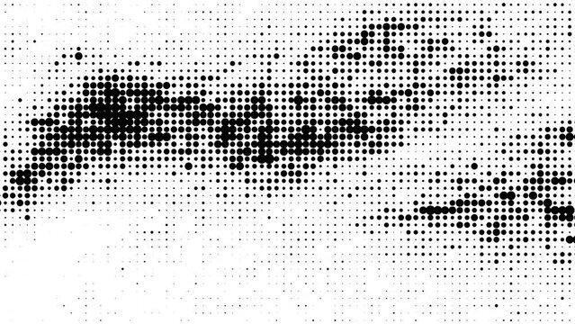 Halftone grunge animation. Dotted texture animated background.