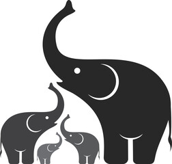 Elephant family isolated on transparent background. Mammals. Wildlife Animals