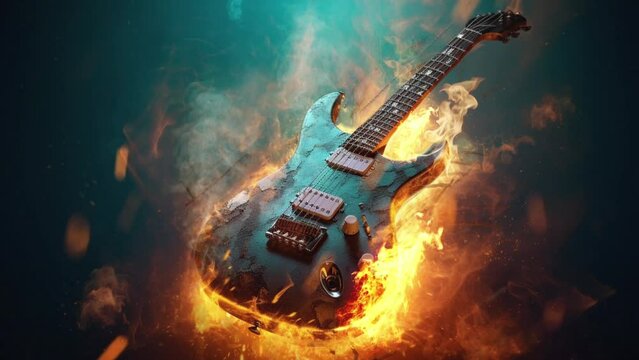 Blazing Electric Guitar: A Fiery Performance