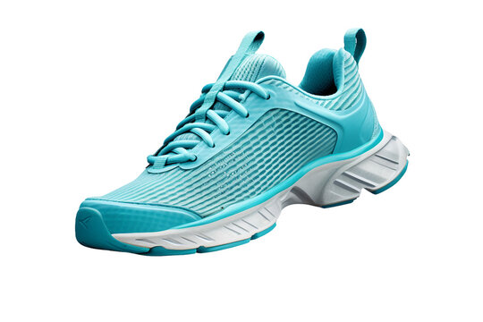 Aqua Blue Jogging Shoes Designed For Women On Transparent Background