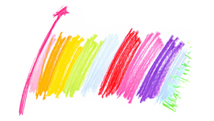 Colorful grunge chalk lines sketching rainbow flag isolated on white background and texture
