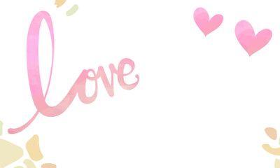 loveの筆記体の手描き文字とハート