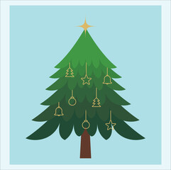 tree with christmas  ornamen vector illustration. Suitable for sticker, t-shirt, mug, etc.Eps 10