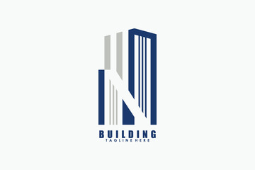 building logo design with letter n creative concept