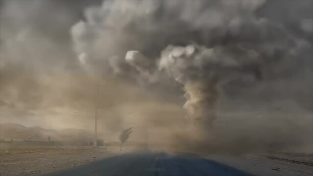 animation. realistic powerful tornado  
