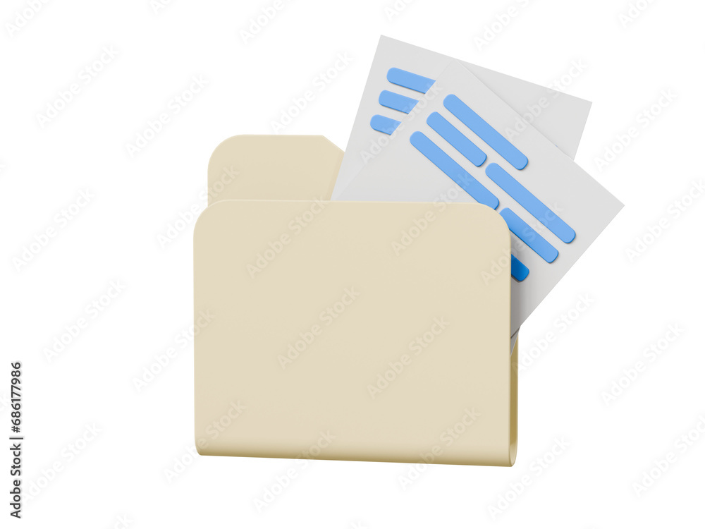 Poster 3d folder and paper for management file, document efficient work on project plan concept. document c