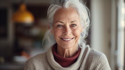 Fototapeta na wymiar Radiant Smile: Portrait of a Graceful Senior Woman