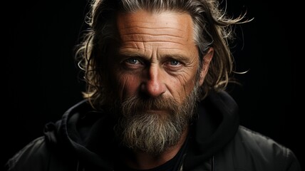 Obraz premium Defined by Life: Charismatic and Mature Man with Intense Eyes