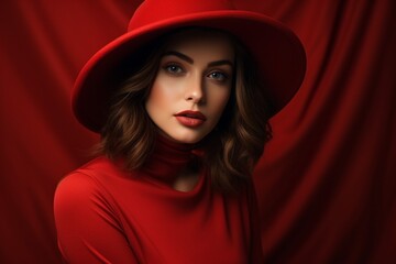 Elegant Woman in Red: A Portrait of Glamour and Sophistication