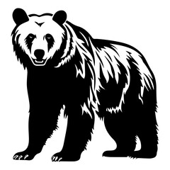Bear silhouette illustration, Bear Logo Monochrome Design, Generative AI.