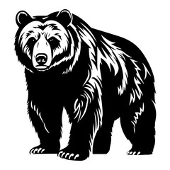 Bear silhouette illustration, Bear Logo Monochrome Design, Generative AI.