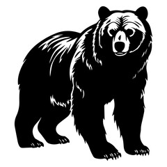 Fototapeta premium Bear silhouette illustration, Bear Logo Monochrome Design, Generative AI.