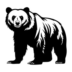 Bear silhouette illustration, Bear Logo Monochrome Design, Generative AI.