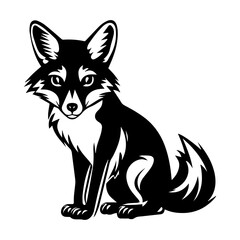 Fox silhouette illustration, Friendly Fox Logo Monochrome Design, Generative AI.
