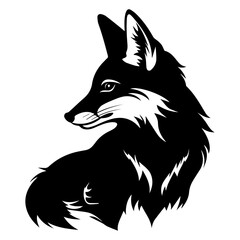 Obraz premium Fox silhouette illustration, Friendly Fox Logo Monochrome Design, Generative AI.