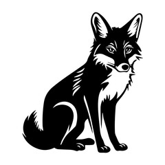 Fototapeta premium Fox silhouette illustration, Friendly Fox Logo Monochrome Design, Generative AI.