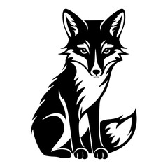 Obraz premium Fox silhouette illustration, Friendly Fox Logo Monochrome Design, Generative AI.