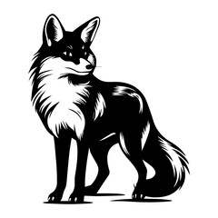 Fototapeta premium Fox silhouette illustration, Friendly Fox Logo Monochrome Design, Generative AI.