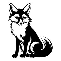 Fototapeta premium Fox silhouette illustration, Friendly Fox Logo Monochrome Design, Generative AI.