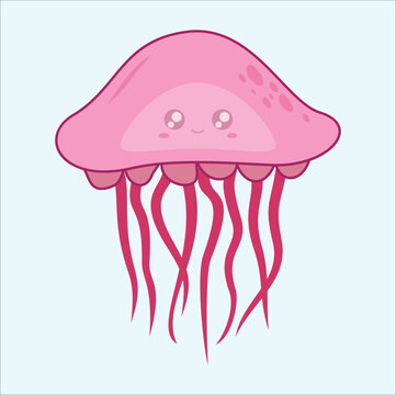 jellyfish vector illustration. Suitable for coloring book, sticker, t-shirt, mug, etc.Eps 10

