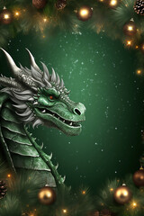 New year background with green dragon
